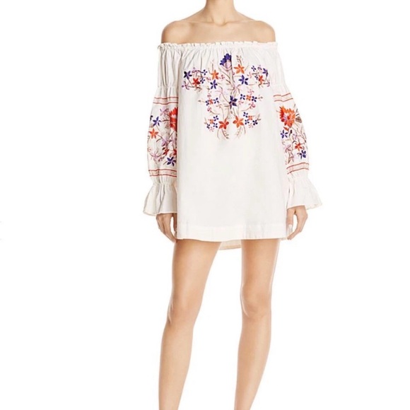Free People Dresses & Skirts - Free People White Floral Off-Shoulder Mini Dress